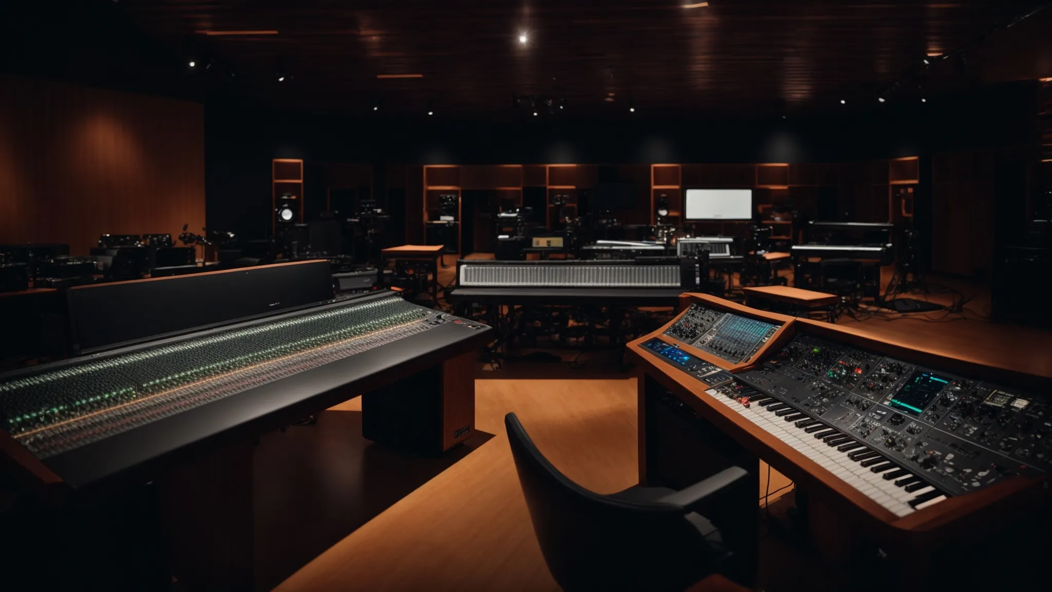 a vibrant music production classroom filled with modern equipment and diverse students passionately collaborating on audio projects, illuminated by warm, focused lighting that highlights their creativity and dedication to mastering equalization techniques.