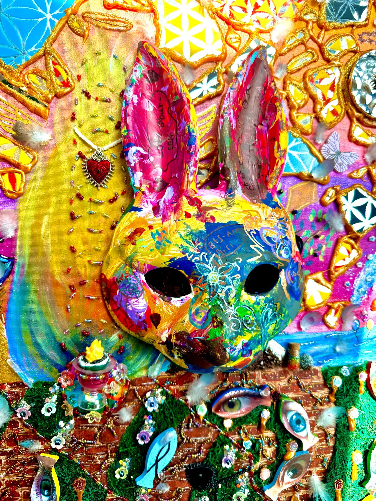 arts-for-at-risk-youth-mixed-media-mask-art Colorful mixed-media artwork created for the Arts for At-Risk Youth program